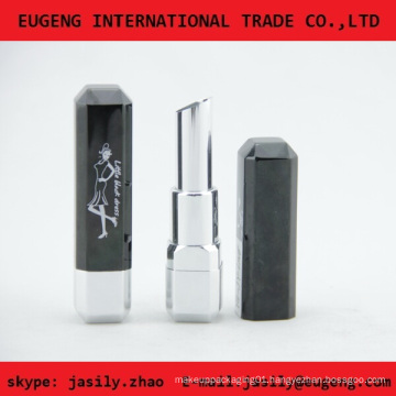 Shiny black metal square lipstick tube